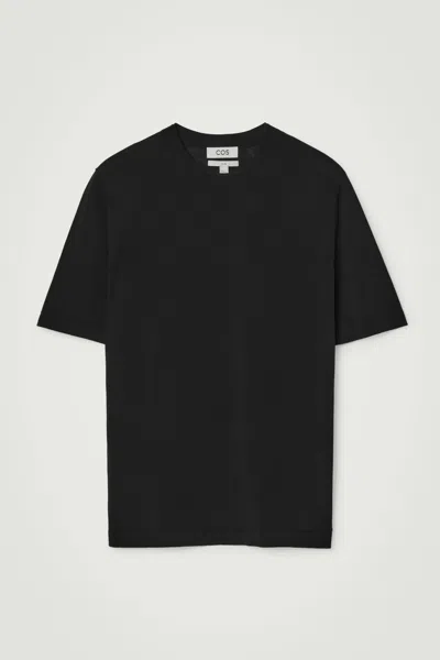 Cos Base Slim Silk T-shirt In Black