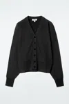 Cos Batwing-sleeve Merino Wool Cardigan In Black