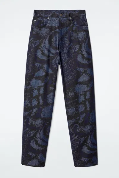 Cos Bay Jacquard Barrel-leg Jeans In Blue