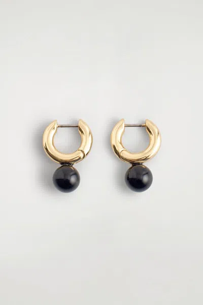 Cos Beaded Huggie Hoop Earrings In Gold