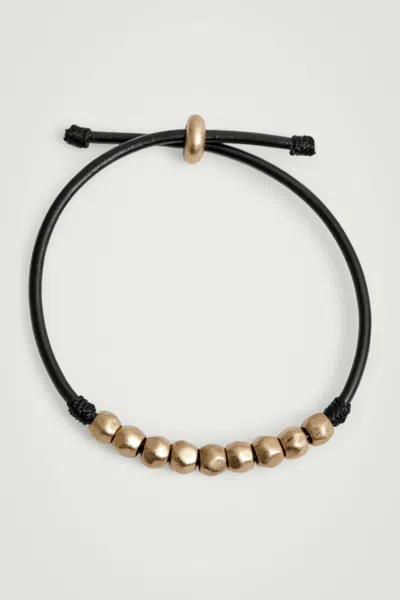 Cos Beaded Leather Cord Bracelet In Gold