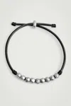 Cos Beaded Leather Cord Bracelet In Silver
