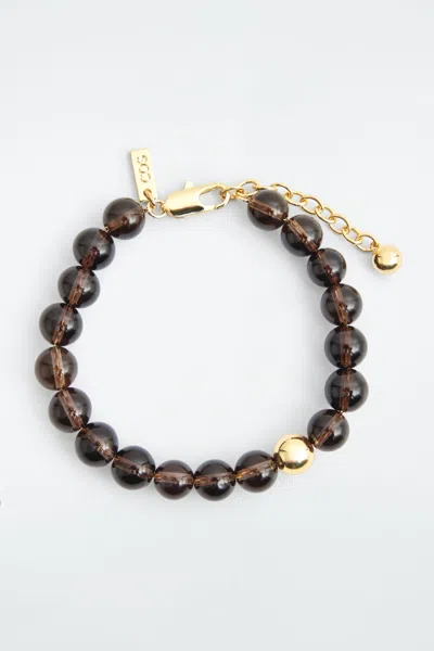 Cos Beaded Quartz Bracelet In Beige
