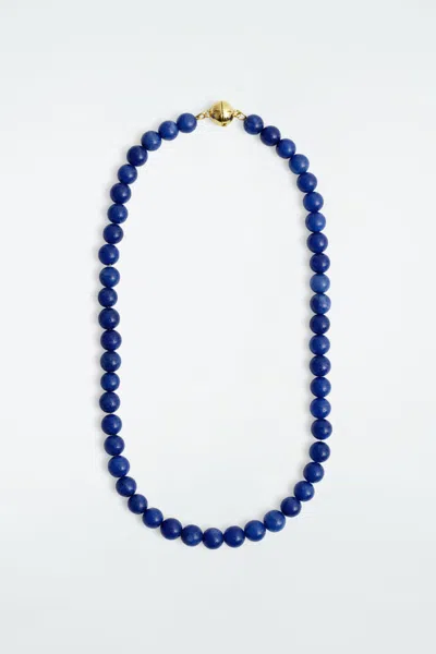 Cos Beaded Stone Necklace In Blue