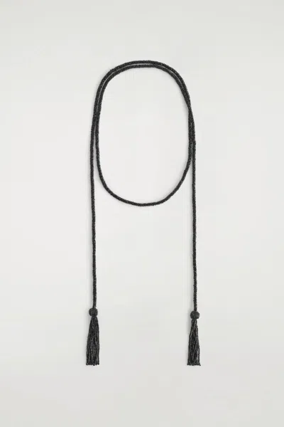 Cos Beaded Tassel Necklace In Noir