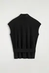 Cos Belt-detail Funnel-neck Wool Vest In Black