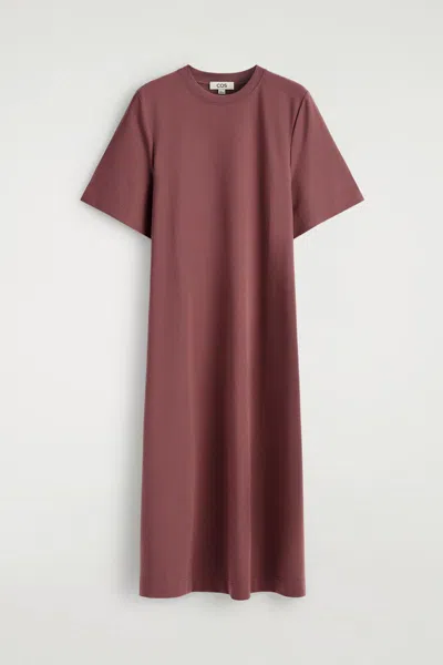 Cos Abito T-shirt Midi Con Dettaglio Cintura In Brown