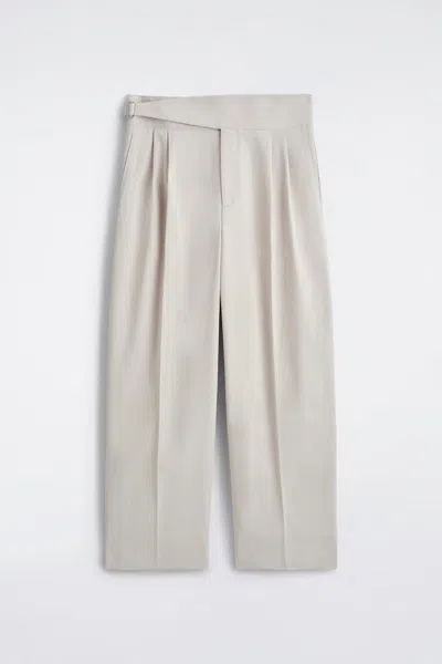 Cos Belt-detail Pleated Wide-leg Trousers In Beige In Sand