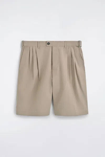 Cos Belt-detail Tailored Cotton Chino Shorts In Sand