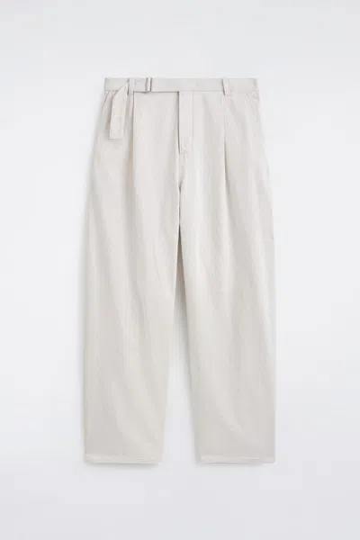 Cos Belted Denim Relaxed-fit Barrel-leg Trousers In White