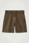 Cos Belted Denim Shorts In Yellow