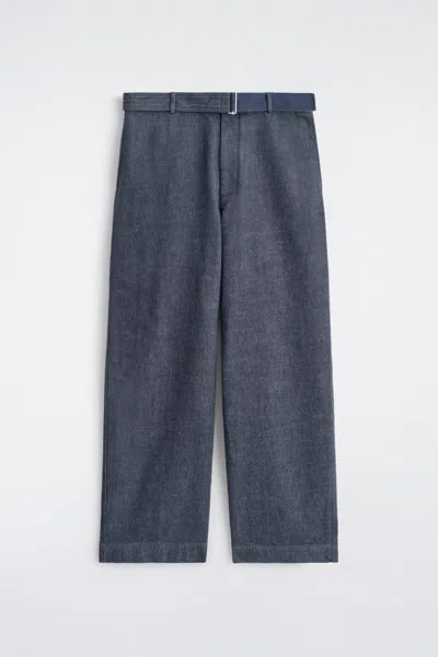 Cos Belted Denim Straight-leg Pants In Blue