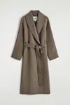 Cos Belted Double-faced Wool Coat In Gray