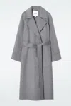 Cos Belted Double-faced Wool Coat In Grey