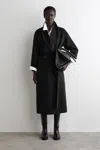 Cos Belted Double-faced Wool Coat In Black