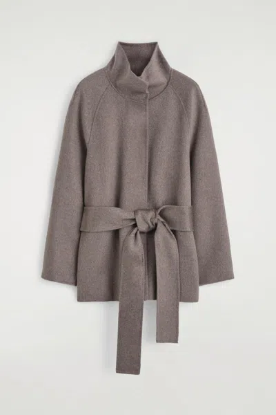 Cos Belted Double-faced Cashmere Jacket In Beige