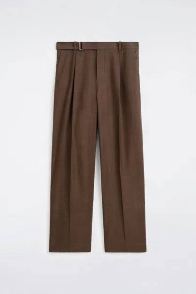 Cos Belted Linen-blend Relaxed-fit Wide-leg Pants In Brown