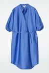 Cos Belted Midi Shirt Dress In Blue