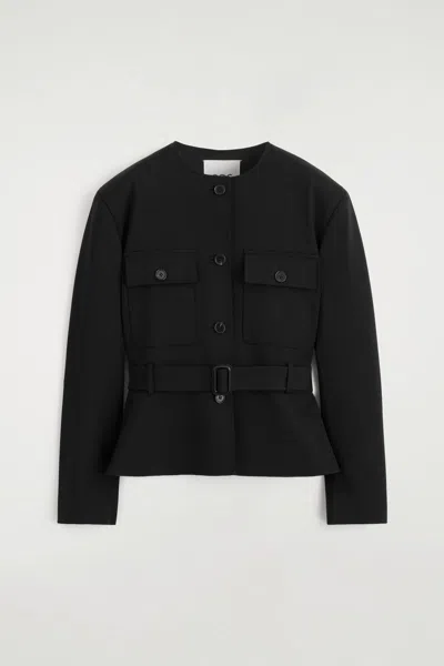 Cos Belted Peplum Jacket In Black