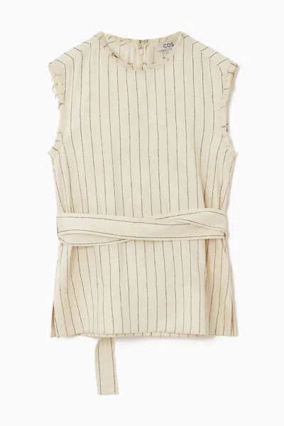 Cos Belted Pinstripe Tank Top In Beige