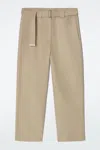 Cos Belted Slim-leg Trousers In Light Beige In Light Beige