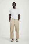 Cos Belted Tapered Cotton Trousers In Beige