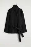 Cos Giacca In Misto Lana Con Collo A Scialle E Cintura In Black