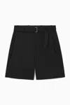 Cos Belted Wool-blend Shorts In Black