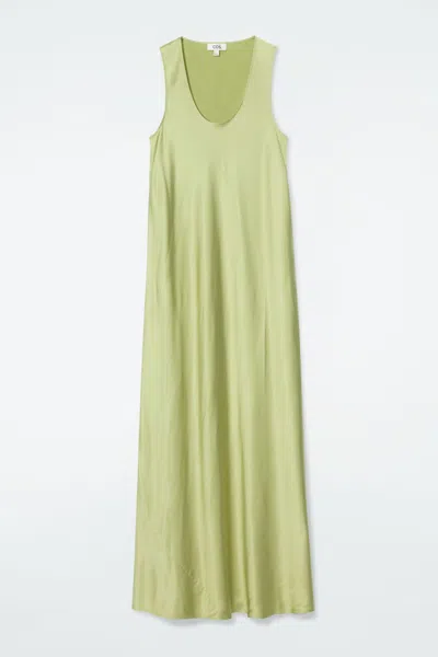 Cos Bias-cut Maxi Slip Dress In Green