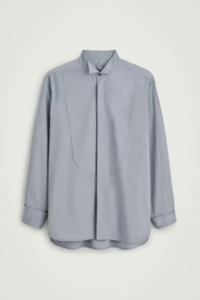 Cos Bib-front Cotton Shirt In Gray