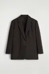 Cos Blazer En Laine Mérinos Mélangée In Brown