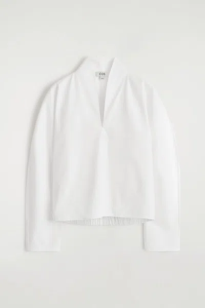 Cos Blouse À Col Drapé En Coton In Blanc In White