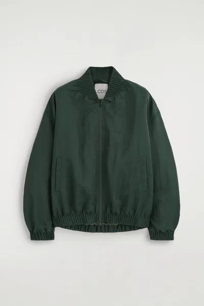 Cos Blouson En Nylon À Détails Froncés In Vert