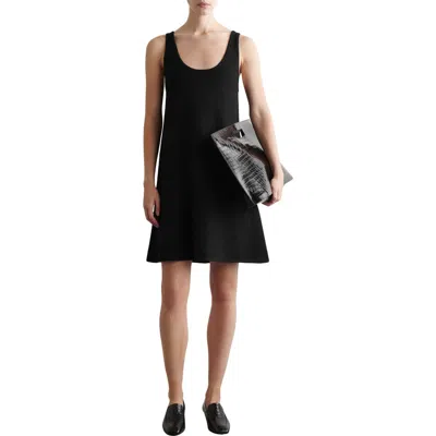 Cos Boiled Merino Wool A-line Dress In Black