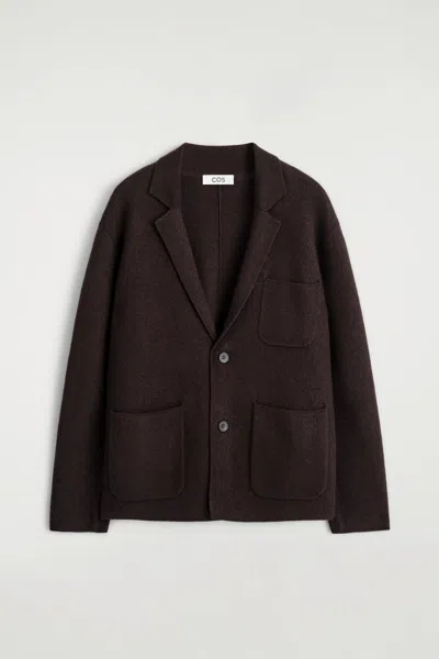 Cos Boiled Merino Wool Blazer In Brown