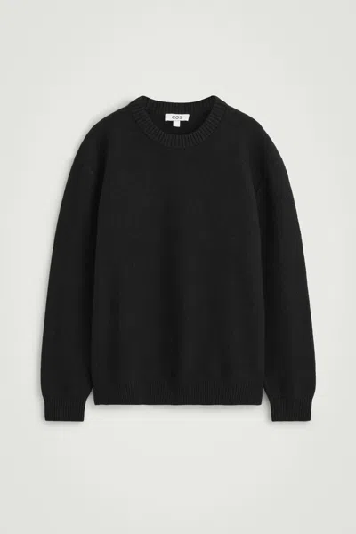 Cos Boiled Merino Wool Crew-neck Sweater In Black