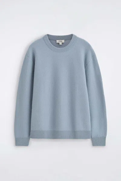 Cos Boiled Merino Wool Crew-neck Sweater In Blue