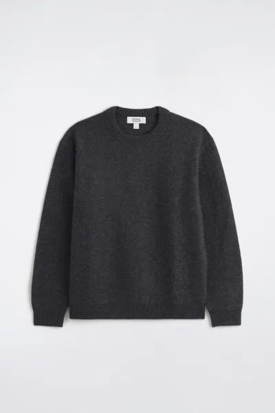 Cos Boiled Merino Wool Crew-neck Sweater In Gray
