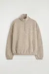 Cos Boiled Merino Wool Zip-up Sweater In Neutral