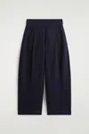 Cos Boiled-wool Barrel-leg Pants In Blue