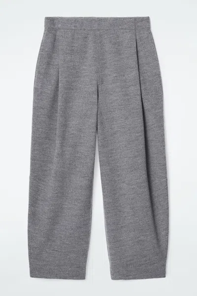 Cos Boiled-wool Barrel-leg Pants In Grey