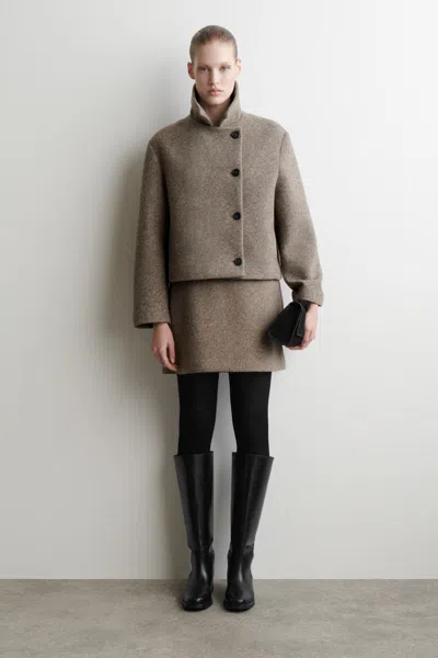 Cos Boiled Wool-blend Jacket In Sand