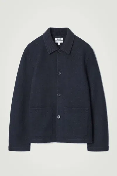 Cos Boiled-wool Chore Jacket In Blue