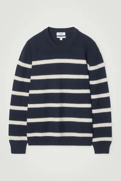 Cos Boiled-wool Crew-neck Jumper In Blue