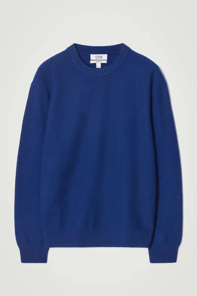 Cos Boiled-wool Crew-neck Sweater In Blue