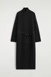 Cos Boiled-wool Funnel-neck Dress In Black