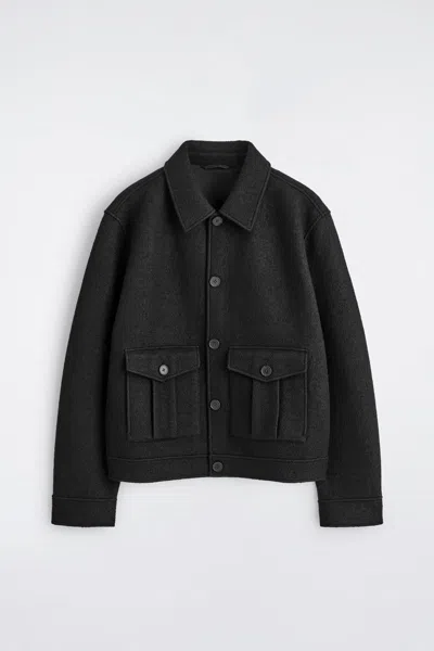 Cos Boiled-wool Jacket In Black