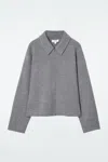 Cos Boiled-wool Zip-up Cardigan In Grey