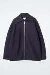 Cos Boiled-wool Zipped Jacket In Blue