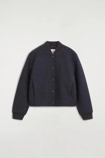 Cos Boiled Wool-blend Bomber Jacket In Gris